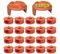 Gucass 22 Piezas Bobina De Hilo para Compatible con Worx de 20 V Cortabordes, 3m Largo, Ø 1,65mm, Carrete de Alambre de Recambio Bobinas Desbrozadoras, (20 Bobina + 2 Cubierta)