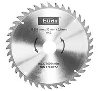 Güde 55264 - Hoja de sierra para madera (HM, 255 x 30 x 40 Z, máx. 1/7000 min, DIN EN 847-1), color plateado