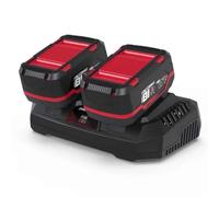 Güde Kit de cargador y batería LGAP 2-18-3040 (18 V, 2 baterías de 4,0 Ah y cargador doble de 3 A, potencia de la batería 72 Wh, carga rápida en 96 min, apto para todos los dispositivos de la serie E³