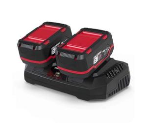 Güde Kit de cargador y batería LGAP 2-18-3040 (18 V, 2 baterías de 4,0 Ah y cargador doble de 3 A, potencia de la batería 72 Wh, carga rápida en 96 min, apto para todos los dispositivos de la serie E³