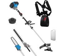 Güde Kit de Cuidado de jardín GPS 1001 4 en 1 (Motor de 2 Tiempos 1,2/1,6 kW/PS), Sierra de Cadena con Espada y Cadena Oregon, desbrozadora, Recortadora, Cortasetos en uno, Incluye extensión,