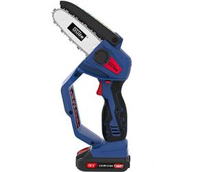 Güde Minimotosierra con batería MK 18-201-05 (18 V, Easy Energy Exchange, longitud de corte de 12,7 cm, longitud de espada de 15,8 cm, velocidad máxima de la cadena de 6,7 m/s, 28 eslabones, incluye