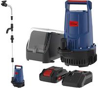 Güde RFP 18-201-23 - Bomba de barril de lluvia con batería (18 V, 2000 l/h, altura máxima de extracción 7 m, longitud del cable 3 m, profundidad máxima de inmersión 2,5 m, batería de 2,0 Ah, cargador