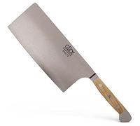 Güde Solingen - Cuchillo de cocinaero chino forjado, 18 cm, madera de olivo, ALPHA-OLIVE - cuchillo de cocina, doble virola, Hecho a mano en Alemania