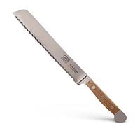 Güde Solingen - Cuchillo de pan forjado para zurdos, 21 cm, madera de roble de barril, ALPHA-FASSEICHE - doble virola, Hecho a mano en Alemania