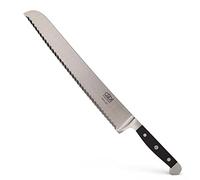 Güde Solingen - Cuchillo de Pan para Zurdos Forjado, 32 cm, Pom Negro, Alpha - Doble virola, Hecho a Mano en Alemania