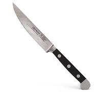 Güde Solingen - Cuchillo para carne forjado liso, Porterhouse, 12 cm, POM negro, ALPHA - doble virola, Hecho a mano en Alemania