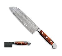 Güde Solingen - Cuchillo Santoku de acero de Damasco forjado, 18 cm, madera de palo fierro, F.GÜDE, Hecho a mano en Alemania