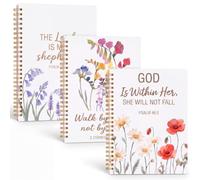 Gueevin 3 Pack Christian Spiral Notebook Journal 8.3" x 5.51" Christian Gifts for Women Bible Verse Hardcover Notebook, Inspirational Journaling for Daily Writing, Prayer & Church(Watercolor Floral)