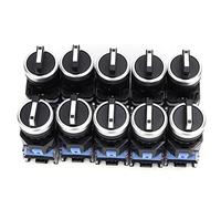 Gugxiom Interruptor Selector Giratorio Mantenido de 3 Posiciones con Autobloqueo, 10 Piezas BEM38-20X/31 Interruptor de Montaje en Panel de 22 Mm, Contactos de Aleación de Plata Plástico Retardante