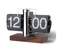Gugxiom Reloj Digital abatible Retro automático Que Funciona con Pilas, Ideal para Decorar el hogar, la Oficina o Cualquier Estancia. (Negro Acero Inoxidable)