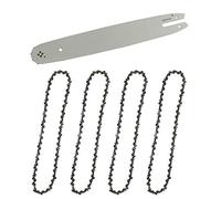 Guía-cadena & 4 cadenas de motosierra,Guía de motosierra de 35 cm, cadenas de sierra de gubia cuadrada 3/8" 1,3 mm 50 eslabones longitud compatible con STIHL