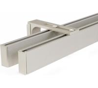 Guía para riel de cortina interior, a medida, de 2 vías, con apariencia de acero inoxidable, serie Loft, 450 cm
