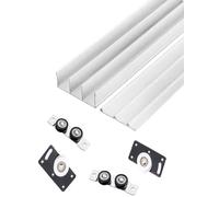 Guías para puertas de armario, Kit de puerta corredera de triple riel for 3 paneles, aleación de aluminio, armario, multicolor, varios tamaños(Milk,Three -track 63")