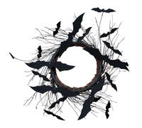 GUIRCA | Corona Decorativa Halloween con Murciélagos Negros, Guirnalda de Ramas Oscuras con Diseño Tenebroso, Ideal para Puertas y Paredes en Fiestas de Terror Black