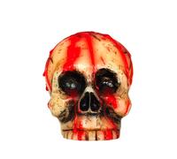 GUIRCA | Vela Calavera Sangrienta para Decoración, Vela de Cráneo Realista, Blanca y Roja con Detalles Oscuros, Ideal para Halloween y Fiestas de Terror Red, beige