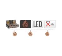 Guirnalda a pilas fija 10 leds con bolas color cobre luz blanco calido