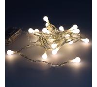 Guirnalda a pilas fija 20 leds esferica 8mm luz blanco calido 2,3m