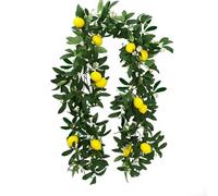 Guirnalda artificial de limones y arándanos, guirnalda de frutas artificiales con limón, decoración verde para fiestas de mesa, flores colgantes, plantas, frutas, bayas, guirnalda (verde, 2 unidades)