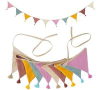 Guirnalda de banderines para habitación infantil, 2,7 m de tela, guirnalda de banderines para exterior, resistente a la intemperie, decoración de habitación infantil, fiesta de jardín, guirnalda Happy