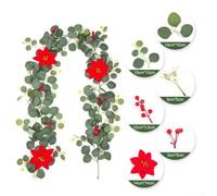 Guirnalda de eucalipto artificial de 170 cm, hecha a mano de seda sintética con hojas realistas para decoración floral de arco de boda, colgante de pared bohemio para el hogar, balcón (146)