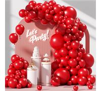 Guirnalda de globos rojos, 129 unidades, juego de guirnaldas de globos rojos, guirnaldas de látex rojo brillante, arcos para cumpleaños, bodas, aniversarios, graduaciones, Navidad, decoración (18/12
