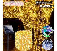 Guirnalda de luces alimentada por energía Solar, adorno LED ultralargo para exteriores, guirnalda navideña impermeable de cobre, decoración de lámpara Solar de jardín