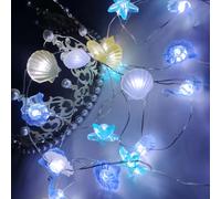 Guirnalda de luces de estrella de mar con concha de mar, 2m, 20LED, Fiesta Temática del océano, luz de hadas, decoraciones para fiesta de cumpleaños de sirena, recuerdo de Baby Shower para niña 2m 20l