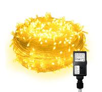 Guirnalda de luces LED de 100 metros, 500 luces, luz blanca cálida, 8 modos de iluminación, ideal para fiestas, jardines, interiores y exteriores, decoración navideña