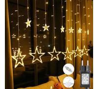 Guirnalda de luces LED para decoración navideña, con 12 estrellas, 108 LEDs, luz blanca cálida e impermeable