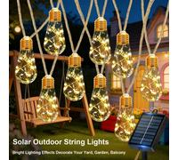 Guirnalda de luces LED solares de 16/10 LED con forma de cuerda de cáñamo, luces decorativas impermeables para exteriores con 8 modos para decoración de patio, jardín y fiestas