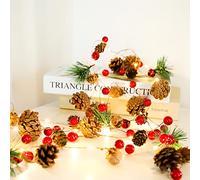 Guirnalda de Luces Piñas, RosyFate 2M Luces Navideñas Pino, Guirnalda Pilas LED Navidad, Luces de Hadas, Cortina de Luz LED, para Fiesta de Navidad, Interior, Exterior