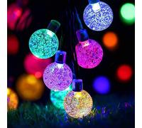 Guirnalda de luces solares, 50 bombillas LED multicolores ultrabrillantes con forma de globo de cristal, decoración exterior con diseño impe