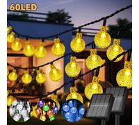 Guirnalda de luces solares con forma de globo de cristal, 60 LED, 8 modos de iluminación IP65, guirnalda navideña para decoración de fiesta en el jardín, 1 ud./2 uds.