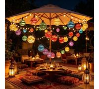 Guirnalda de Luces Solares Esféricas Marroquíes de 20/30 LED, Impermeables, para Jardín, Patio, Interior, Dormitorio, Decoración Navideña