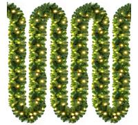 Casaria Guirnalda de Navidad Abeto Verde 10m Iluminada 200LED Blanco Cálido Decoración Navideña Interior Exterior