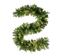 Guirnalda de Navidad artificial con luces para exteriores, guirnalda de pino artificial, funciona con pilas, luces de Navidad con pino para jardines, porche