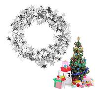 guirnalda de oropel plateado de colores surtidos de guirnaldas de estrellas de 7,5 m para decoraciones de árboles de Navidad para el hogar(Astilla)