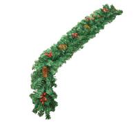 Guirnalda decorativa de Navidad, guirnalda decorativa de 2,7 m para , decoración artificial con bayas rojas y manzanas de pino para interior exterior | para mesa de pared porche chimenea