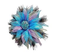 Guirnalda Decorativa de Plumas de Pavo Real Azul | Adorno de Tela, Estilo Delicado y Colores Vivos, Adecuado para Tienda y Celebración Festiva
