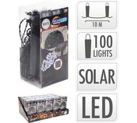 Guirnalda led, blanco calido, ip44, 100 leds, solar, 10m. basics
