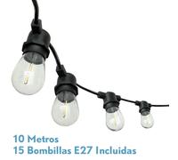 Guirnalda luces exterior verbena 10m 15xe27led 15w 4000k bombillas ree