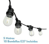 Guirnalda luces exterior verbena 5m 10xe27led 10w 4000k bombillas reem