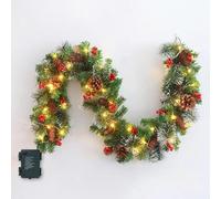 Guirnalda Navidad, 6FT(1.8M) Guirnalda Exterior con Luces LED, Corona de N avidad de Iluminación, para chimeneas, escaleras, Adorno de Navidad (A)