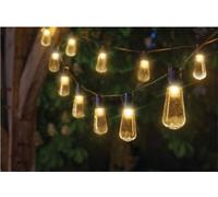 Guirnalda solar decorativa, con 20 bombillas LED de luz cálida, 10 lúmenes, 10 metros, para iluminación decorativa en jardines