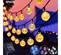 Guirnaldas de luces alimentadas por energía Solar para exteriores, impermeables, 60LED, 8 modos, globo de cristal, luces navideñas para jardín, césped, porche, decoración, Camping