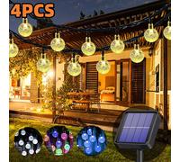 Guirnaldas de luces alimentadas por energía Solar para exteriores, IP65, resistente al agua, 60LED, 8 modos, globo de cristal, luces navideñas para jardín, césped, porche, decoración, Camping