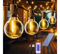 Guirnaldas de luces alimentadas por energía Solar para exteriores, luces de Patio G40 con bombillas LED inastillables, luces colgantes resistentes a la intemperie para bistró en el patio trasero