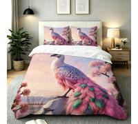 Gumntun Funda Nórdica 150 x 200 cm Pavo Real Rosa con Cremallera-A307
