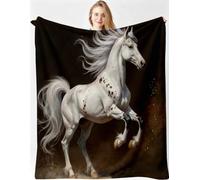 Gumntun Manta 3D Caballo Blanco 150x200cm para Sofa Niño y Mascota-A13